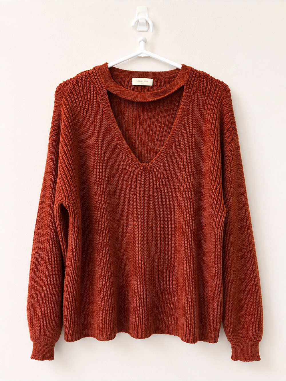 Sophie Rue Eila Choker Neck Knit Sweater Rust Size L